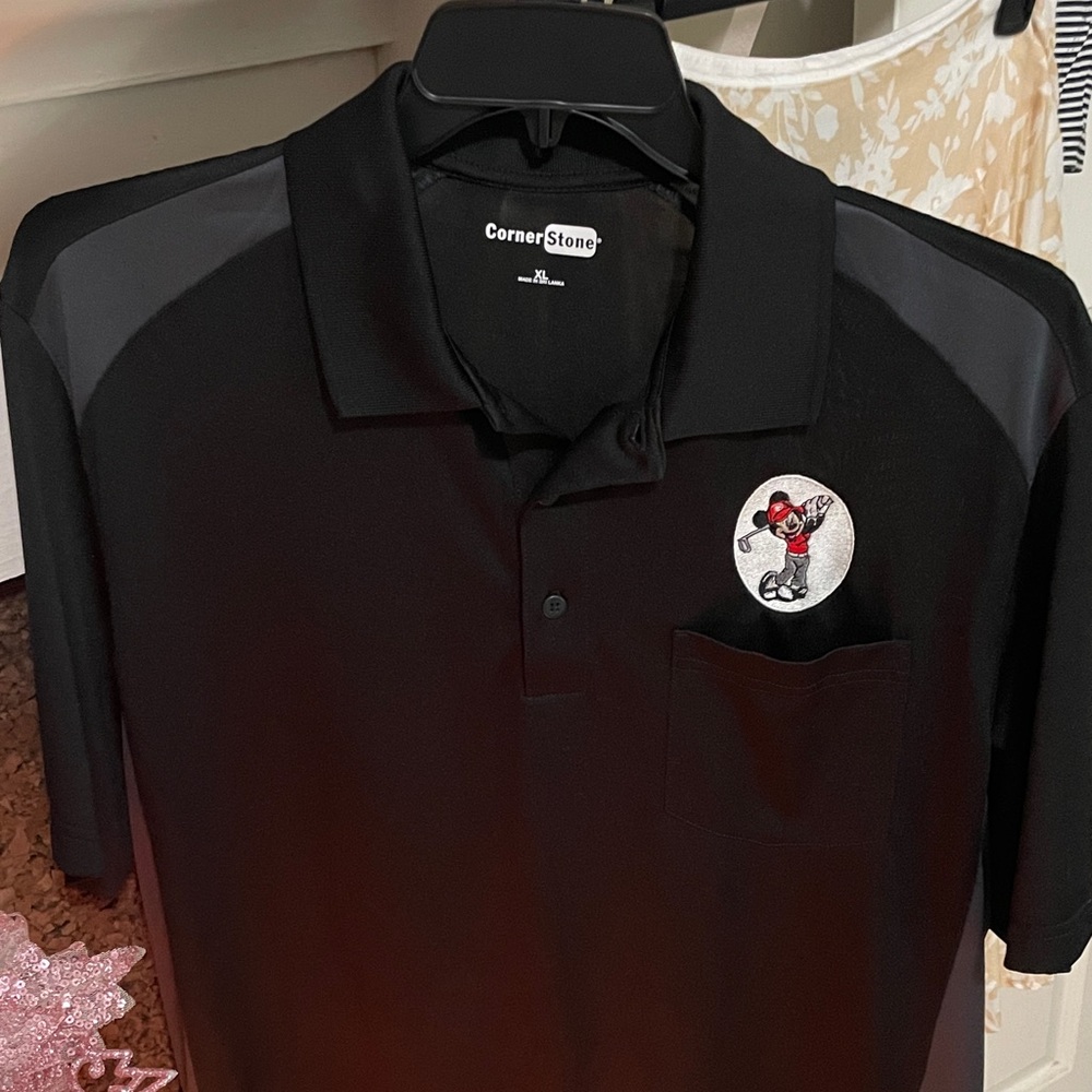 Mickey Golf Men's Black & Gray Polo XL